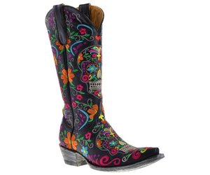 Zwarte cowboylaars Old Gringo opvallende kleurrijke borduursels Boots by M