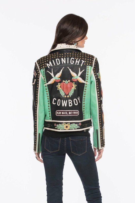 Double D Ranch Leather jacket with beautiful details Midnight Cowboy