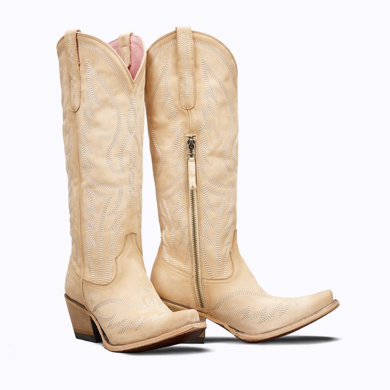 Beige cowboy boot Junk Gypsy zipper and stitching Boots by M