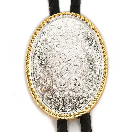 Oval bolo tie wwith floral patttern