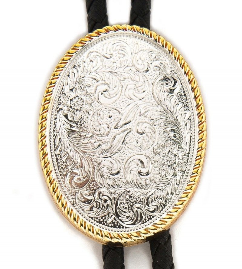 Ovale bolo tie met bloemmotief