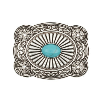 Nocona  Zilverkleurige buckle turquoise en bloemen