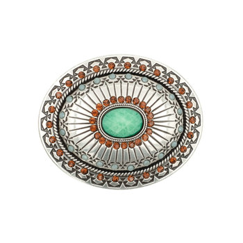 Nocona  Oval buckle with green stone