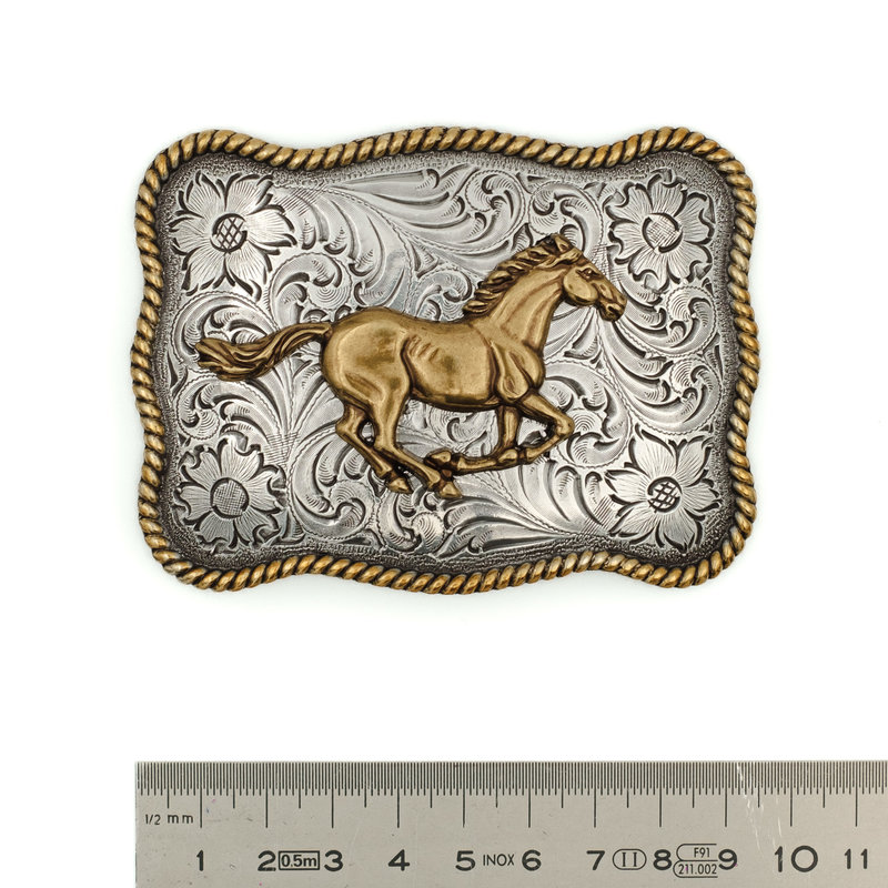 Nocona  Metalen Buckle met goudkleurig paard