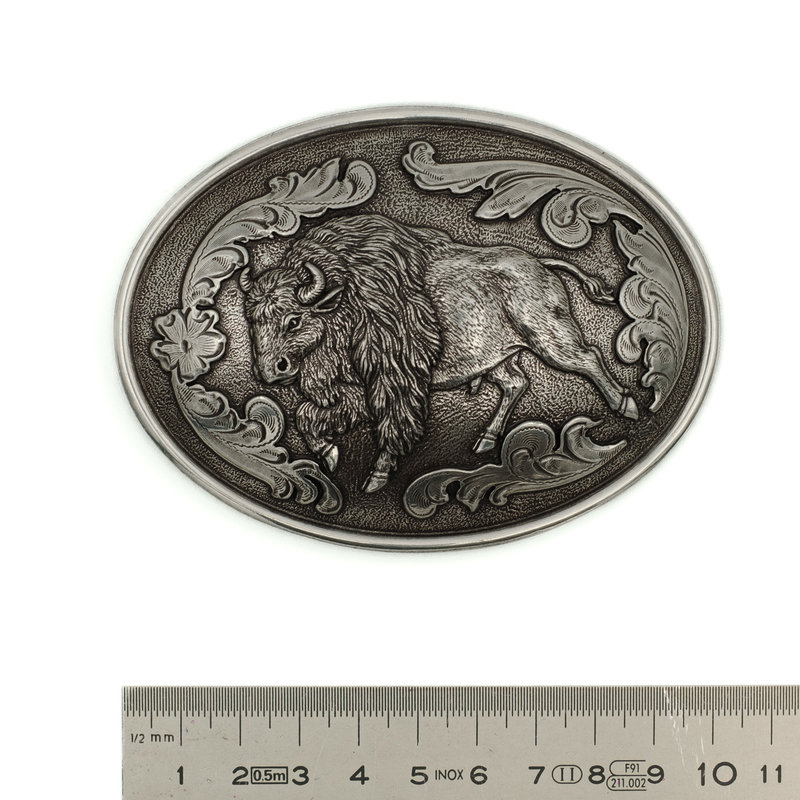 Nocona  Silver colored buckle with buffalo