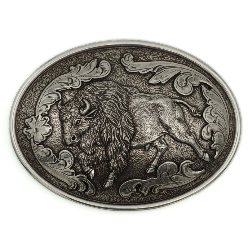 Nocona  Zilverkleurige buckle met bizon