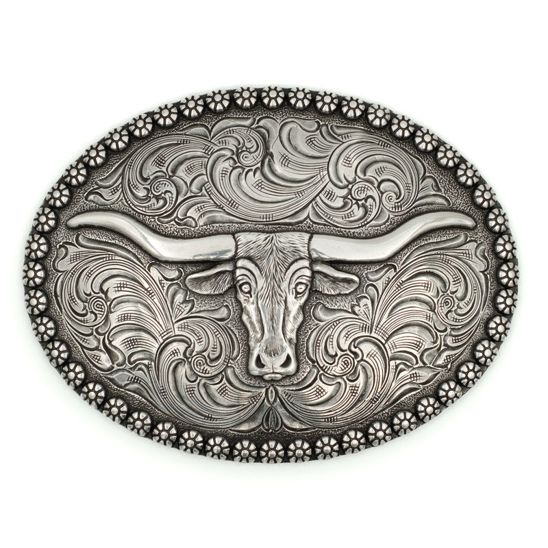 Nocona  Oval metal buckle with longhorn