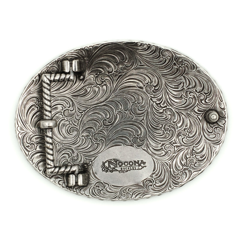 Nocona  Oval metal buckle with longhorn