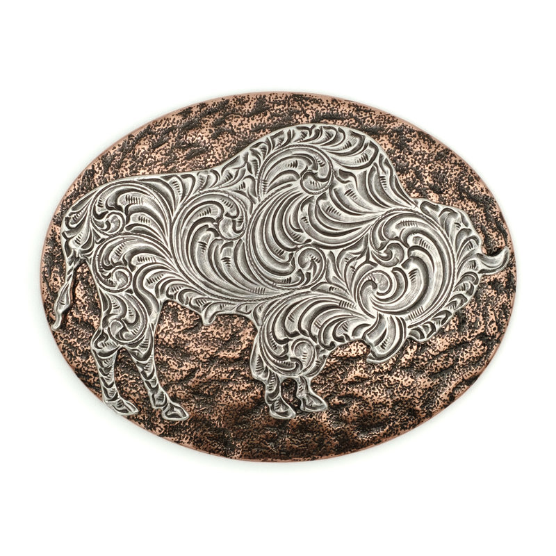 Nocona  Oval buckle with buffalo