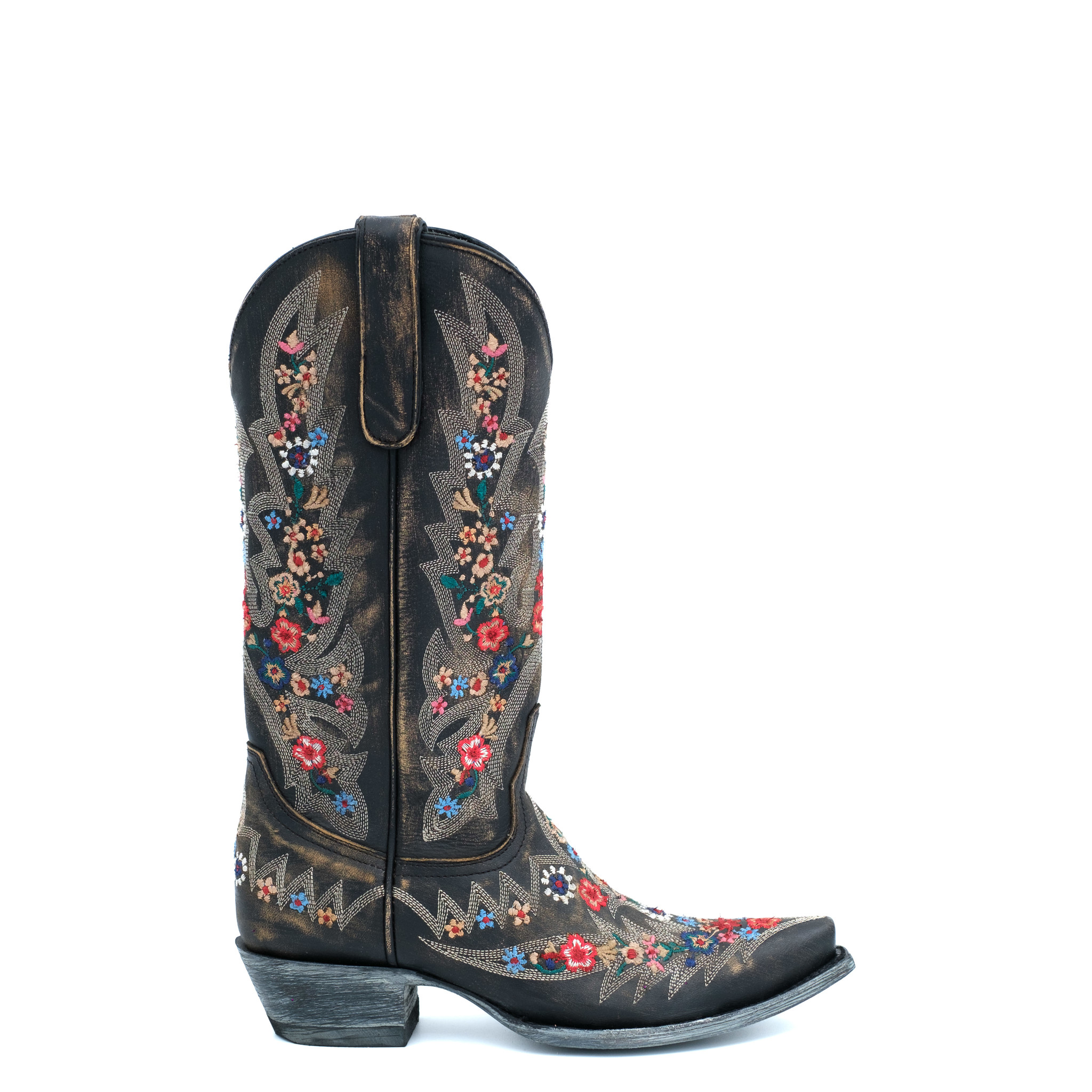 Black cowboy boot Old Gringo Floral embroidery vintage look