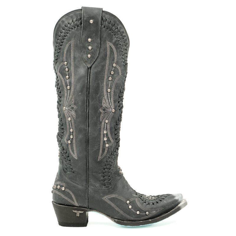 Lane Cossette Distressed Jet Black Cowboystiefel