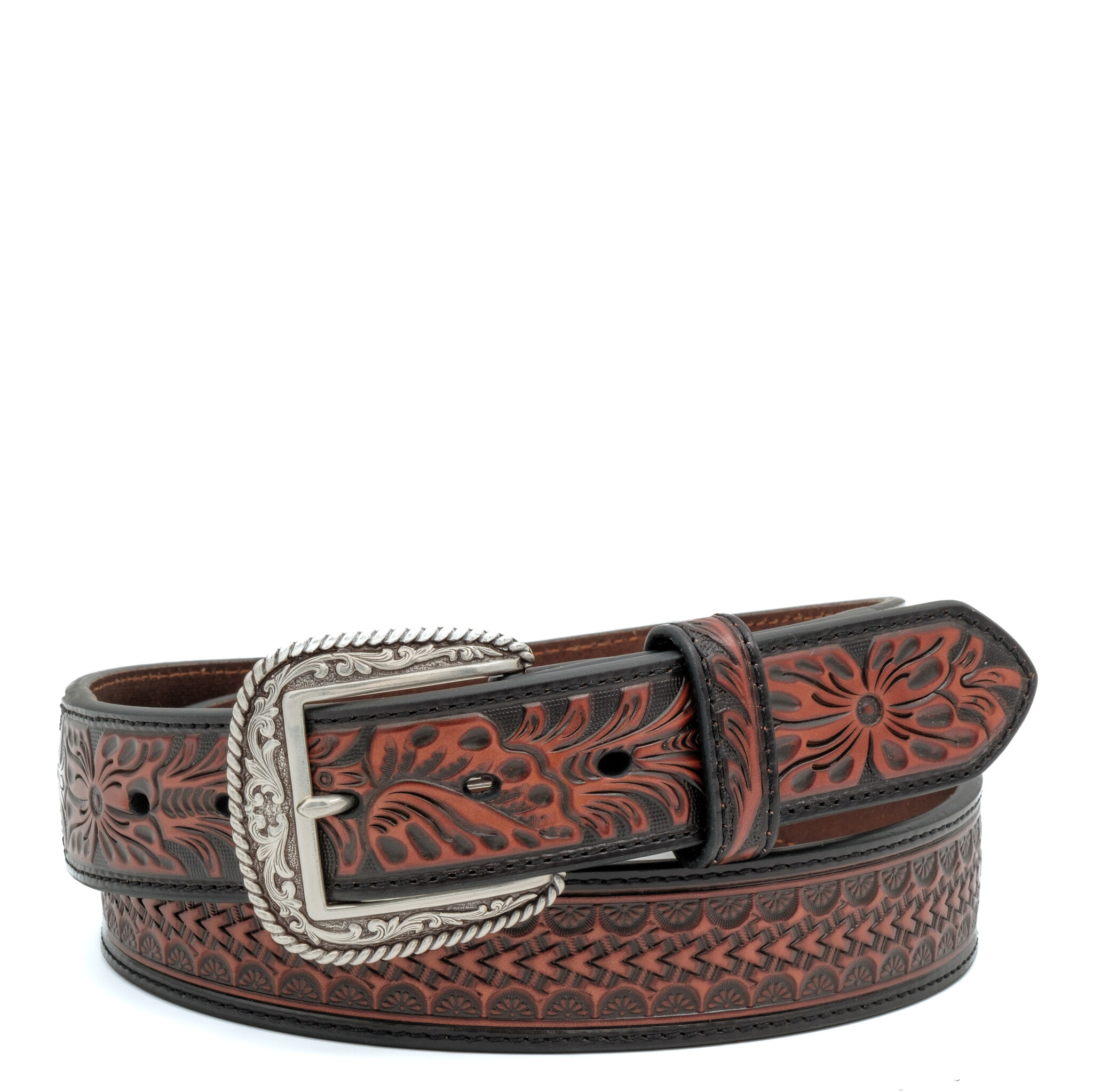Ariat Brauner Ledergürtel mit Blumenmotiv