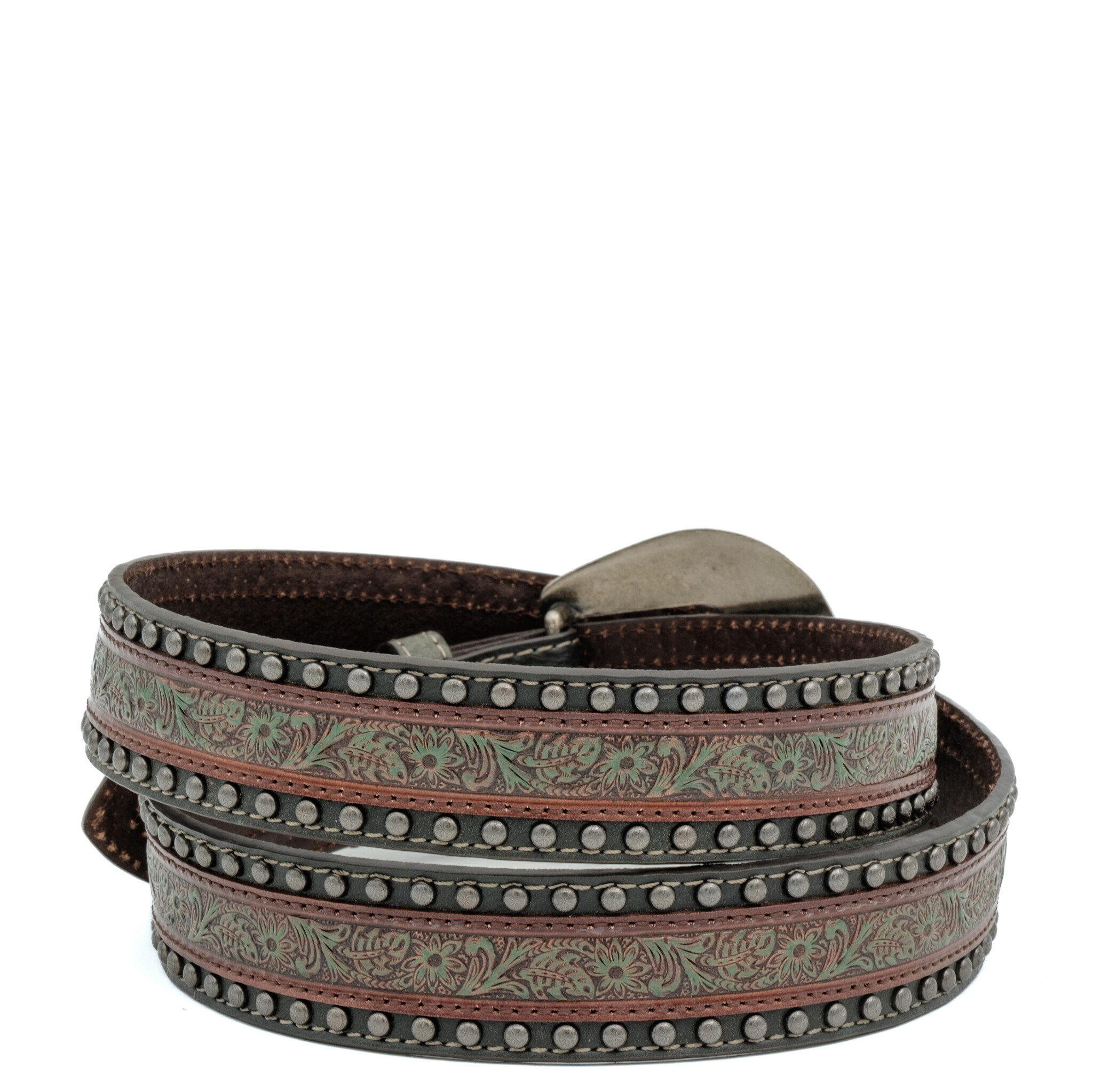 Brown/grey Leather Belt With Studs - Nocona - Boots by M Brown/grey Leather Belt With Studs - Nocona - Boots by M