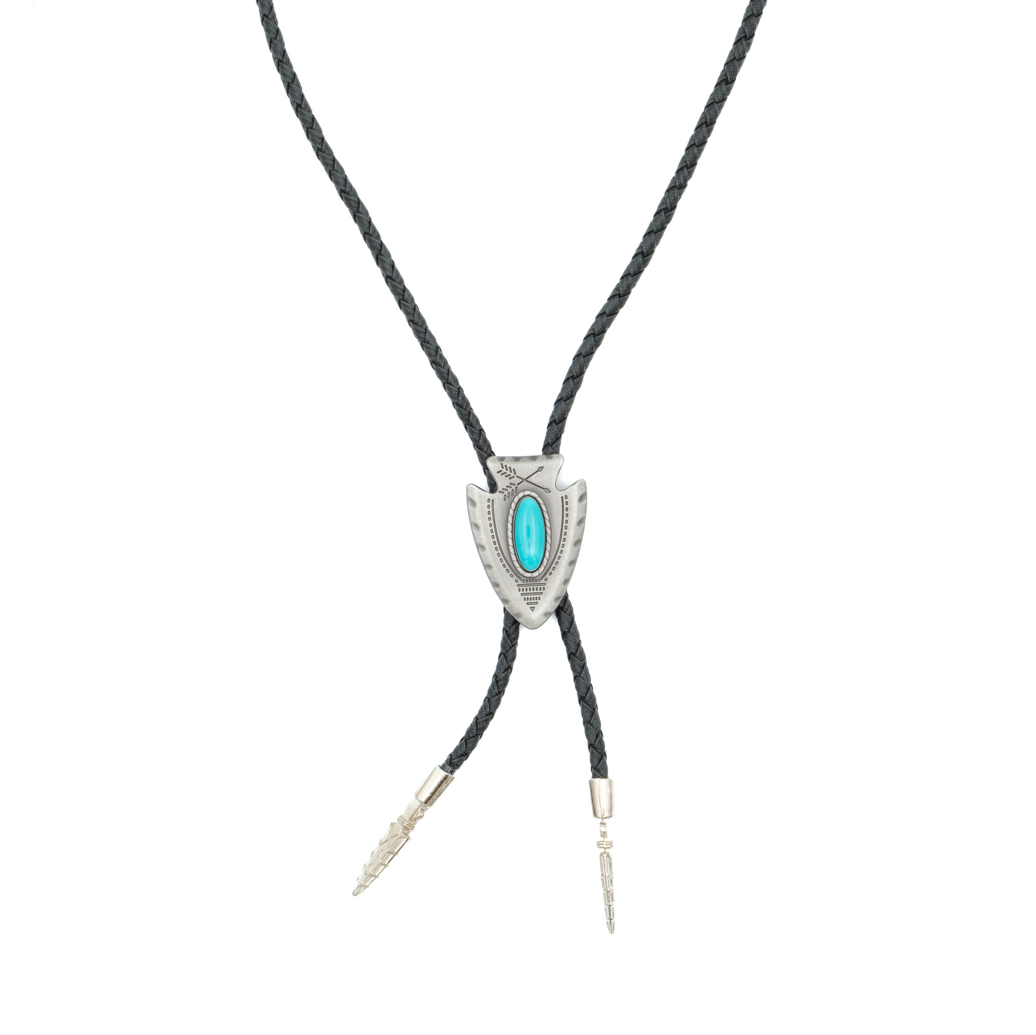 Double S Bolo tie arrowtip turquoise