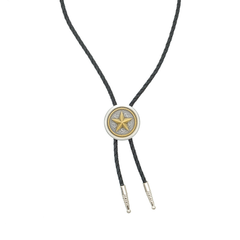Double S Ronde bolo tie met goudkleurige ster