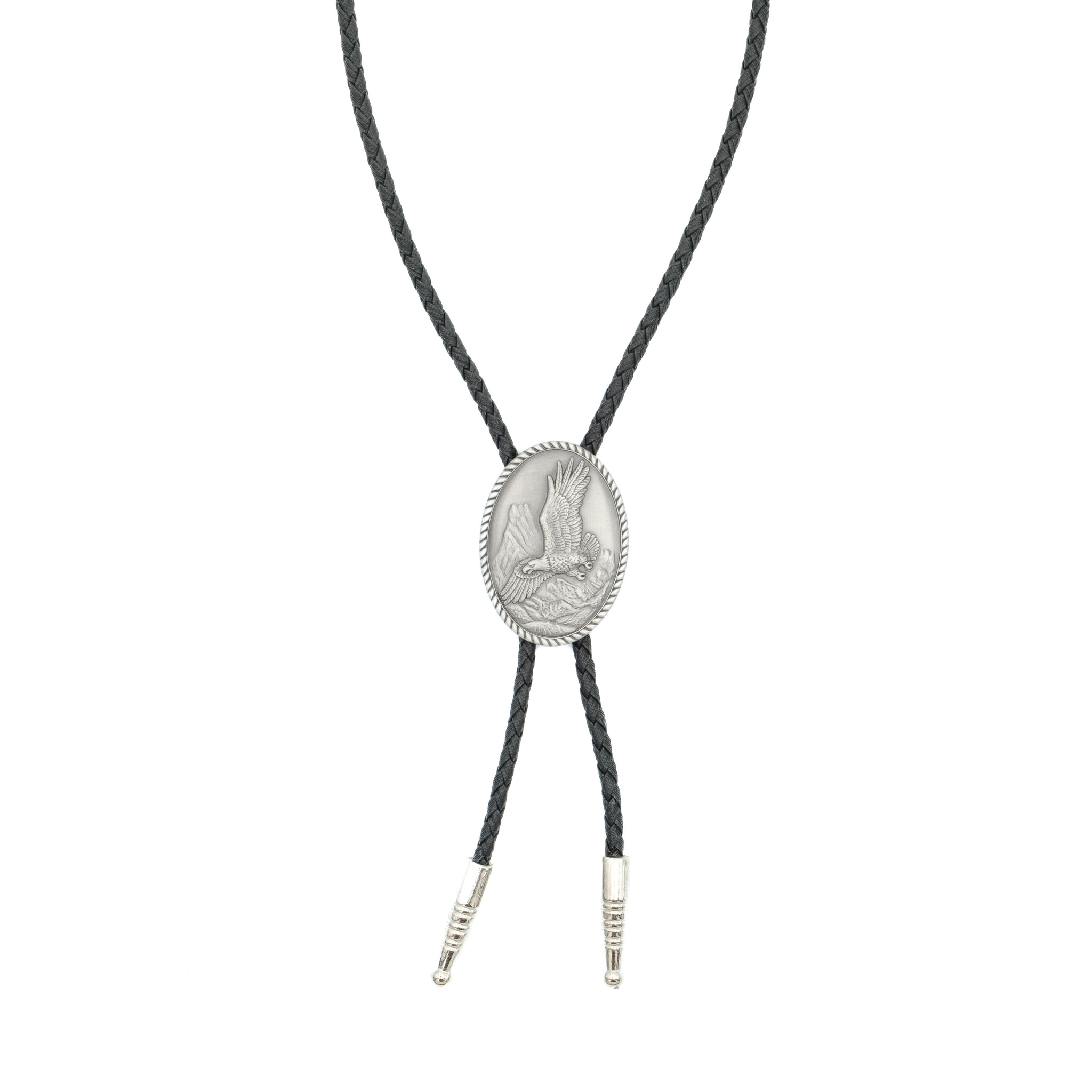 Double S Ovale bolo tie met adelaar en touwrand