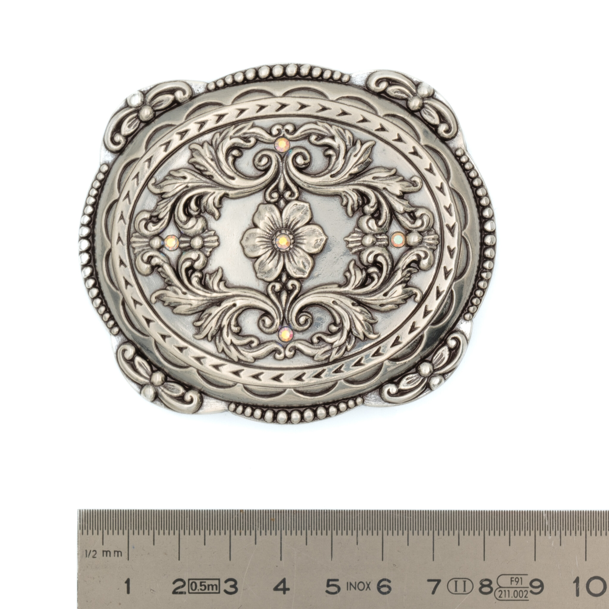 Blazin' Roxx Zilverkleurige buckle met bloem en strass