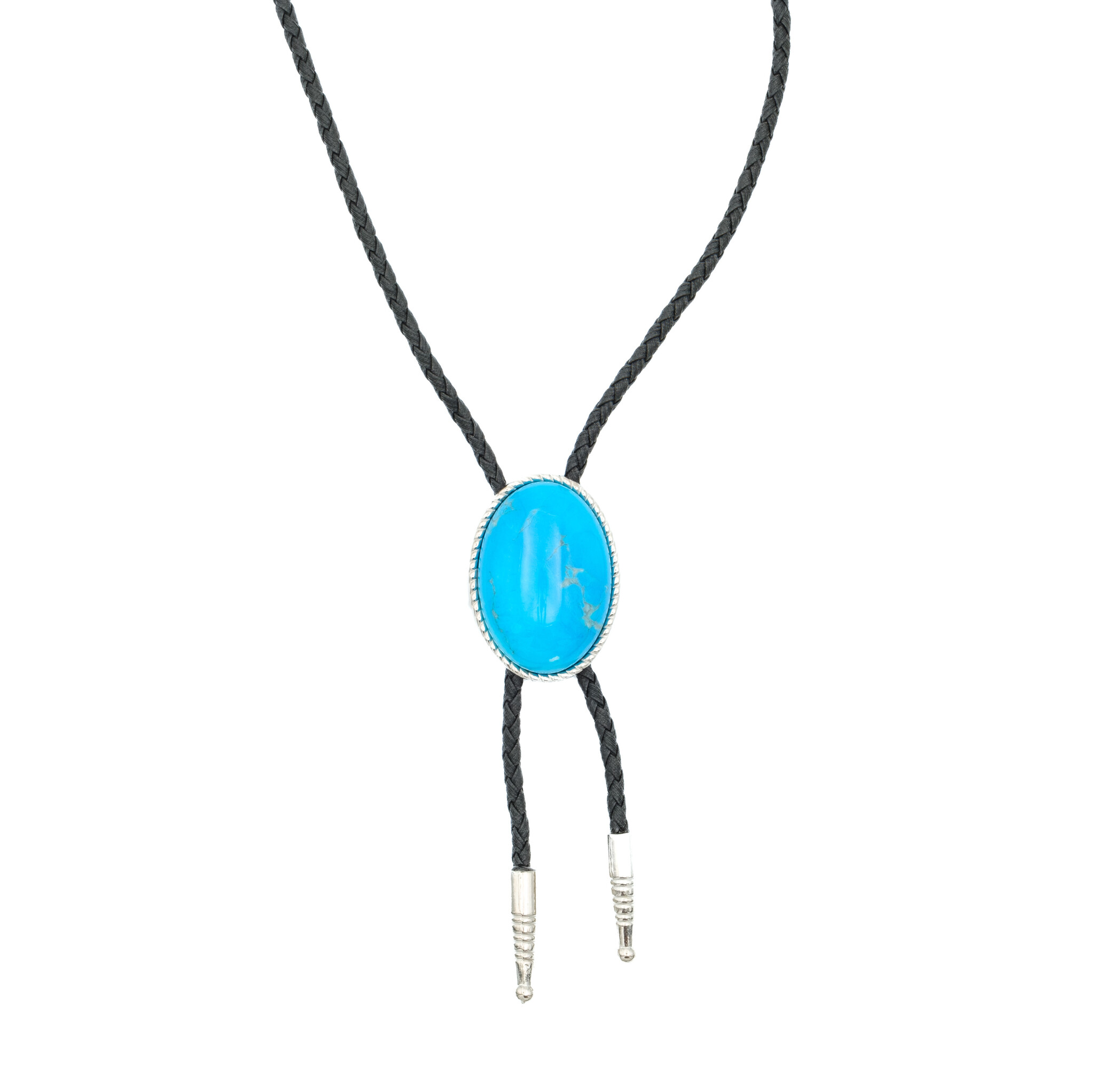 Double S Oval Bolo tie turquoise stone