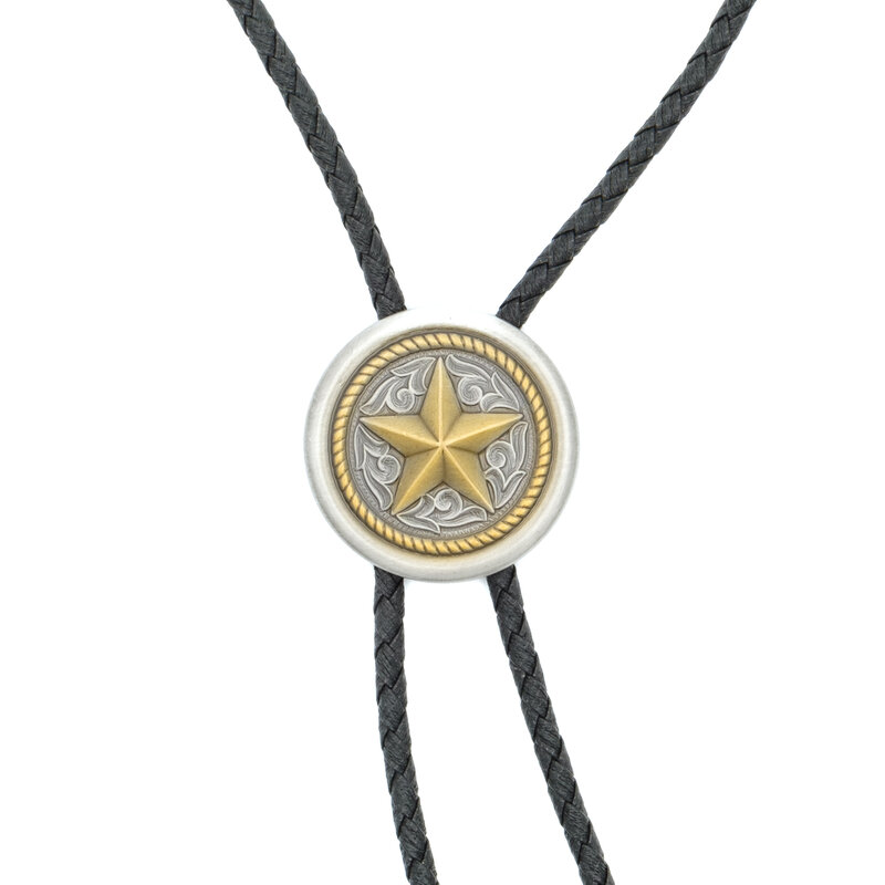 Double S Ronde bolo tie met goudkleurige ster