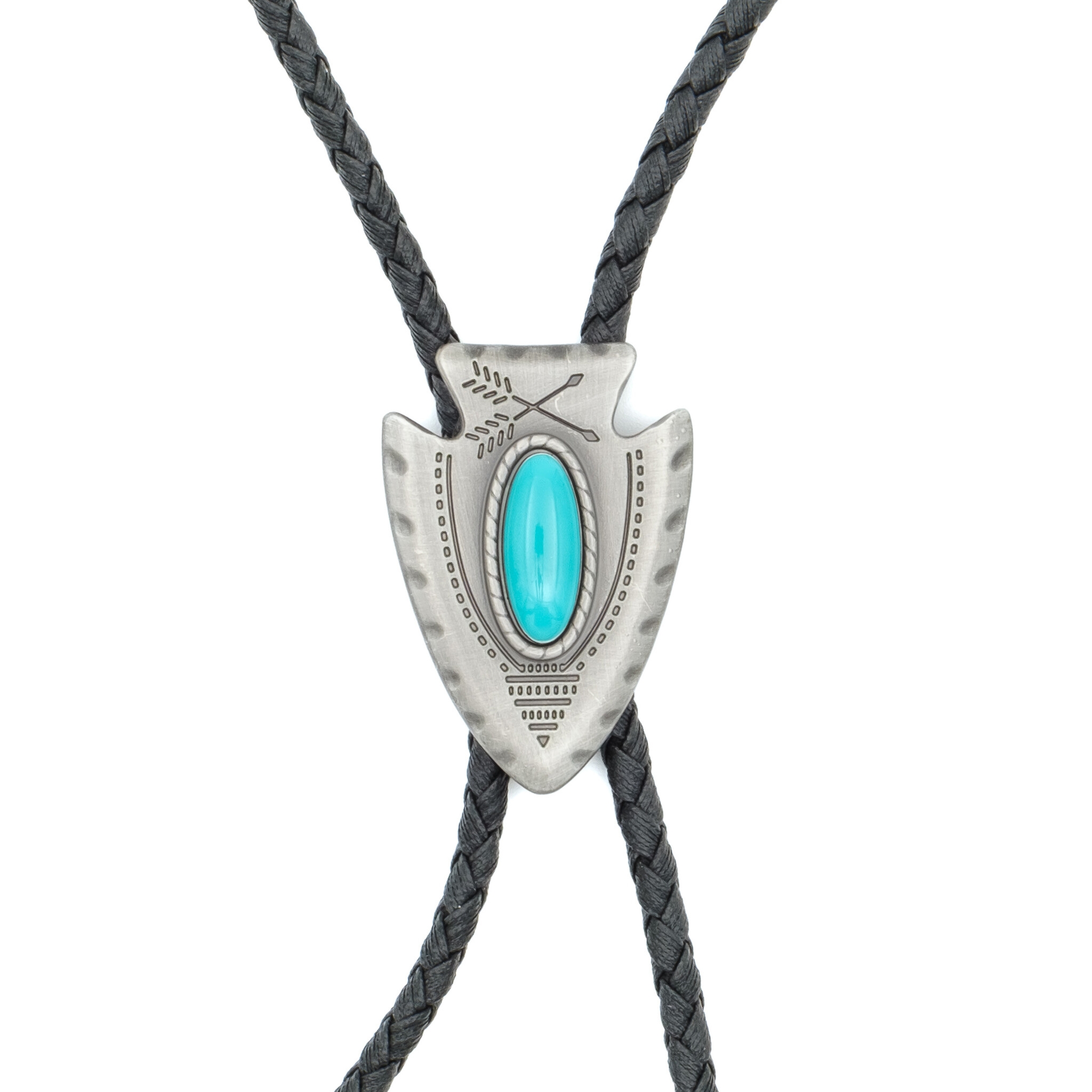 Double S Bolo tie arrowtip turquoise