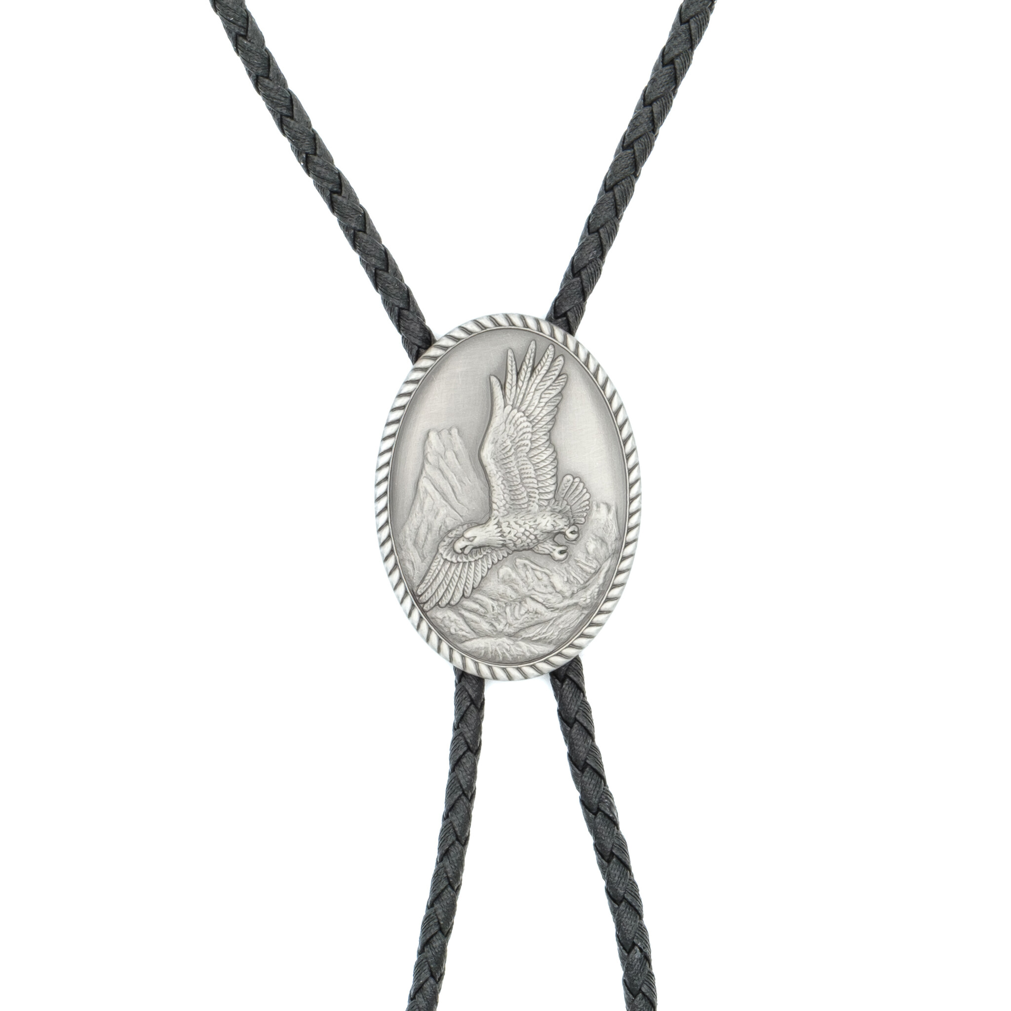 Double S Ovale bolo tie met adelaar en touwrand