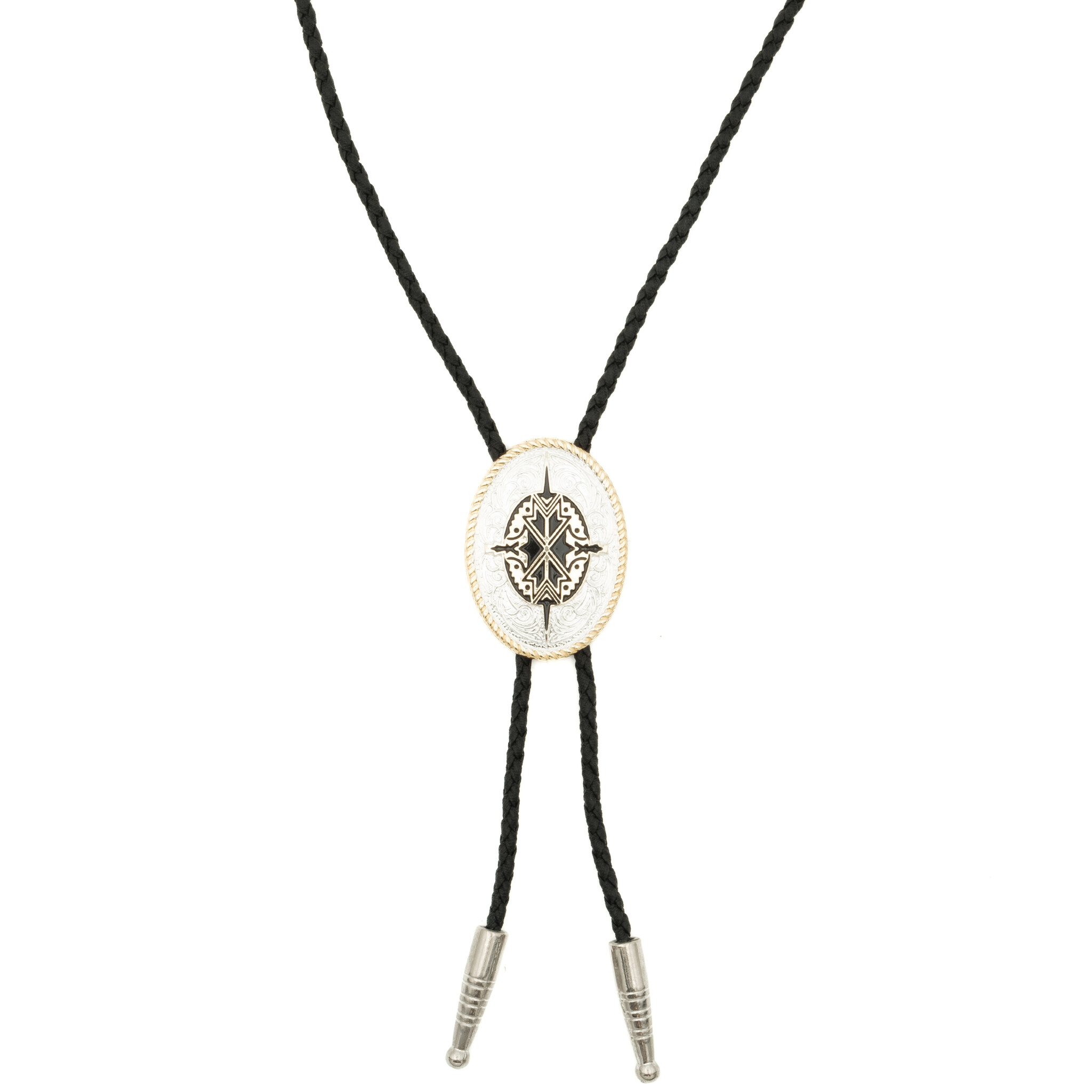 Double S Ovale bolo tie met aztekenmotief