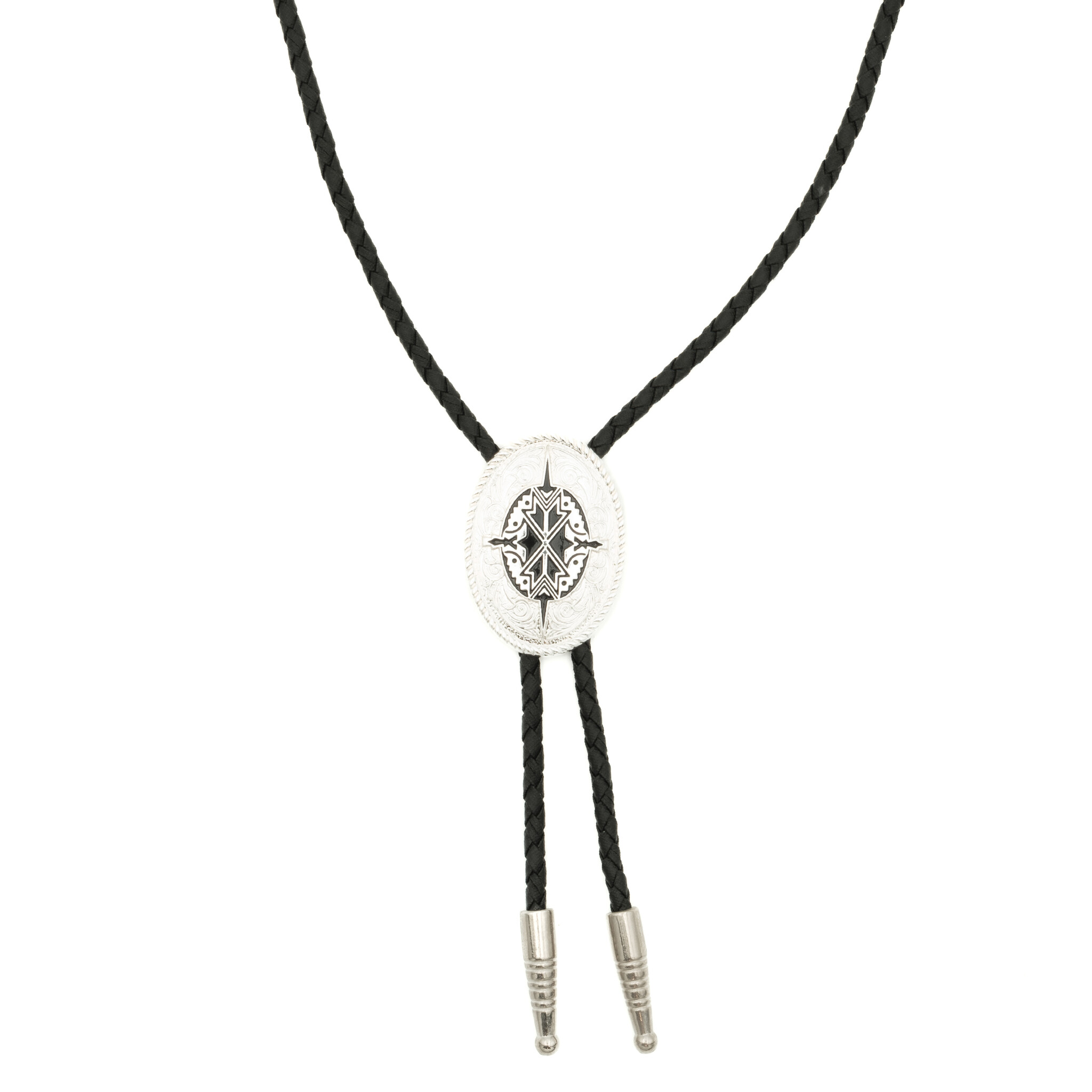 Double S Ovale bolo tie met aztekenmotief