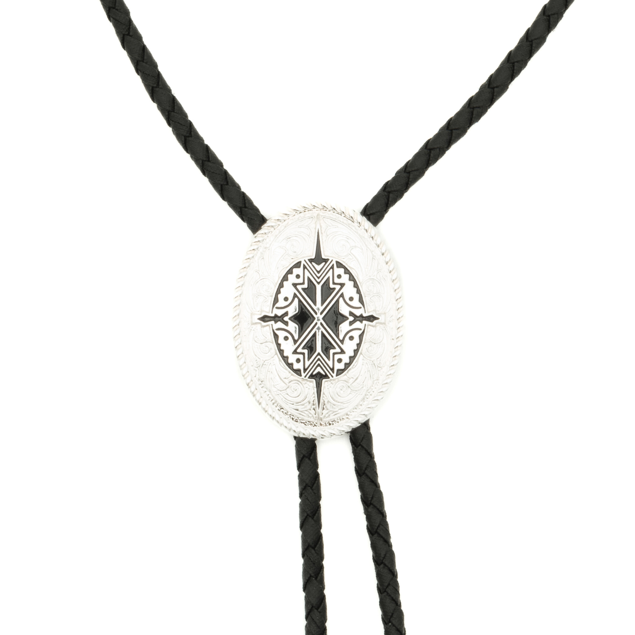 Double S Ovale bolo tie met aztekenmotief