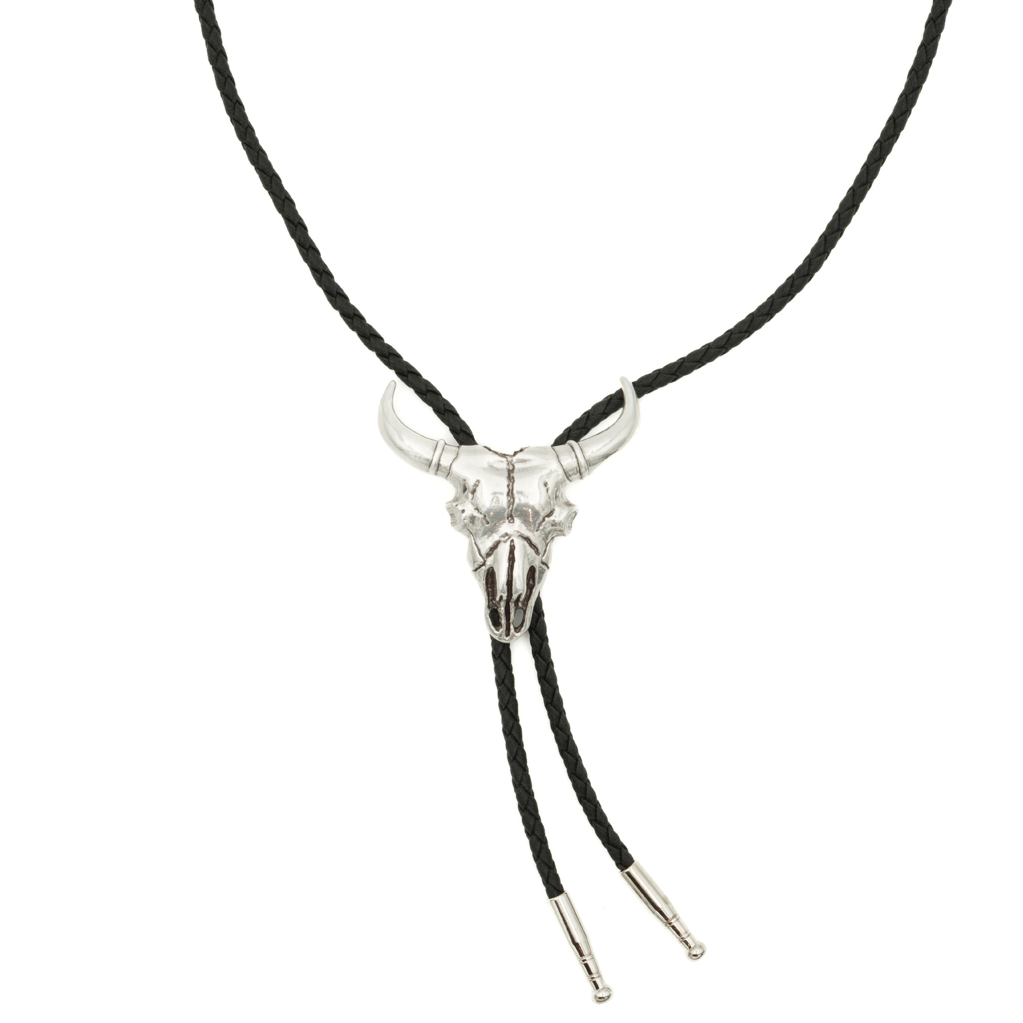 Double S Bolo tie with steer skull