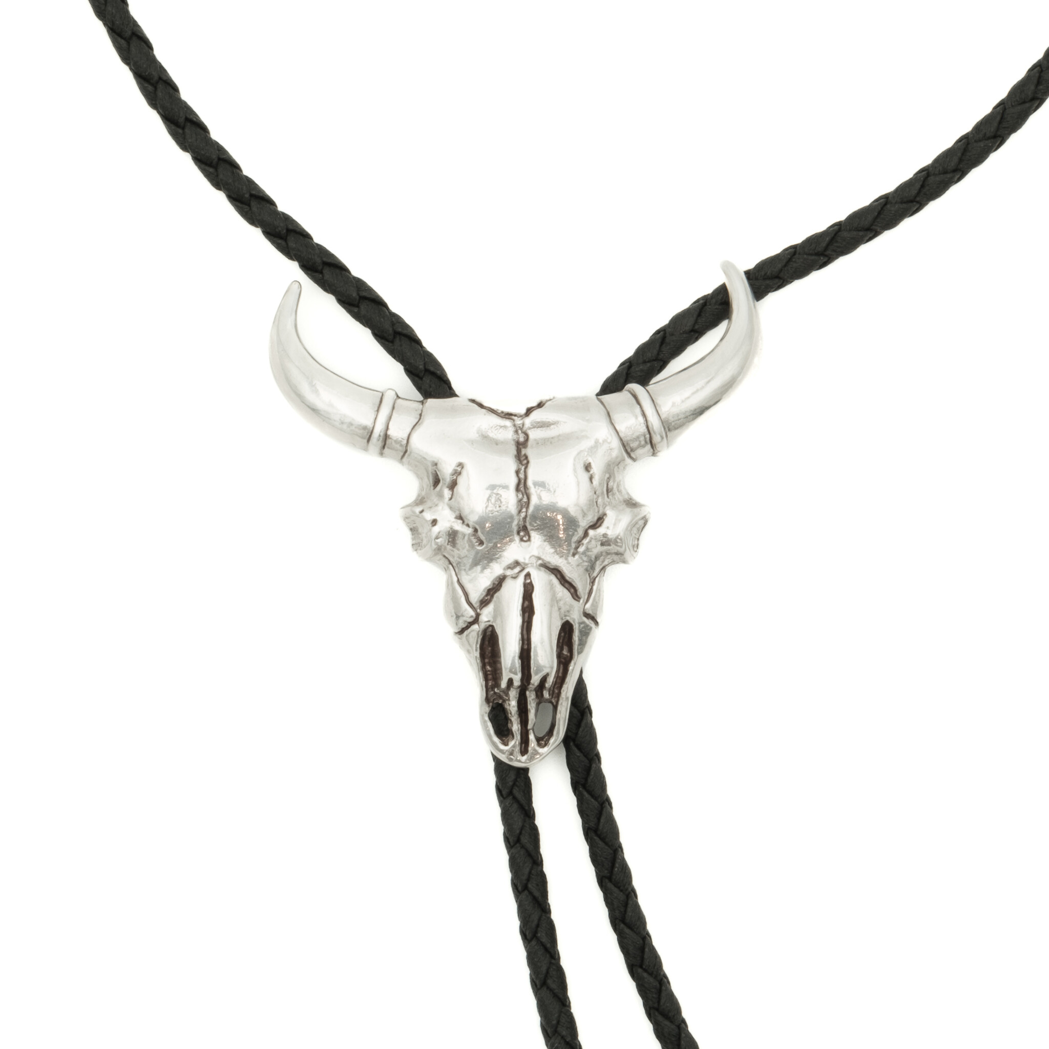Double S Bolo tie with steer skull