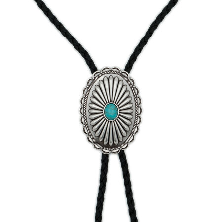 Double S Ovale bolo tie turquoise steen