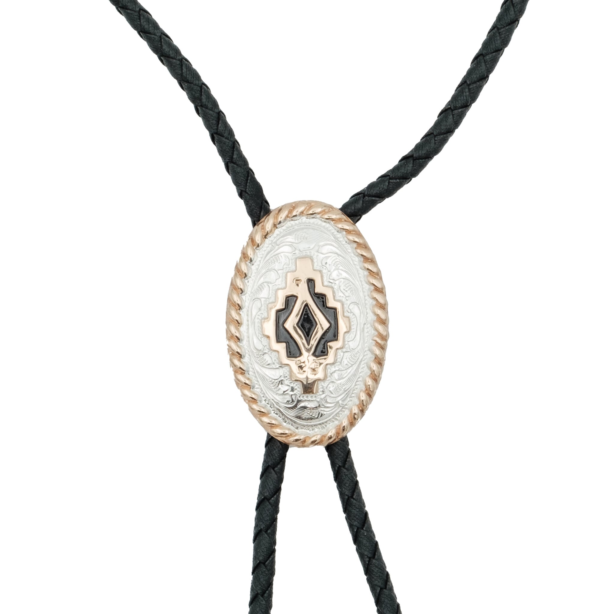 Crumrine Oval bolo tie with Aztec motif
