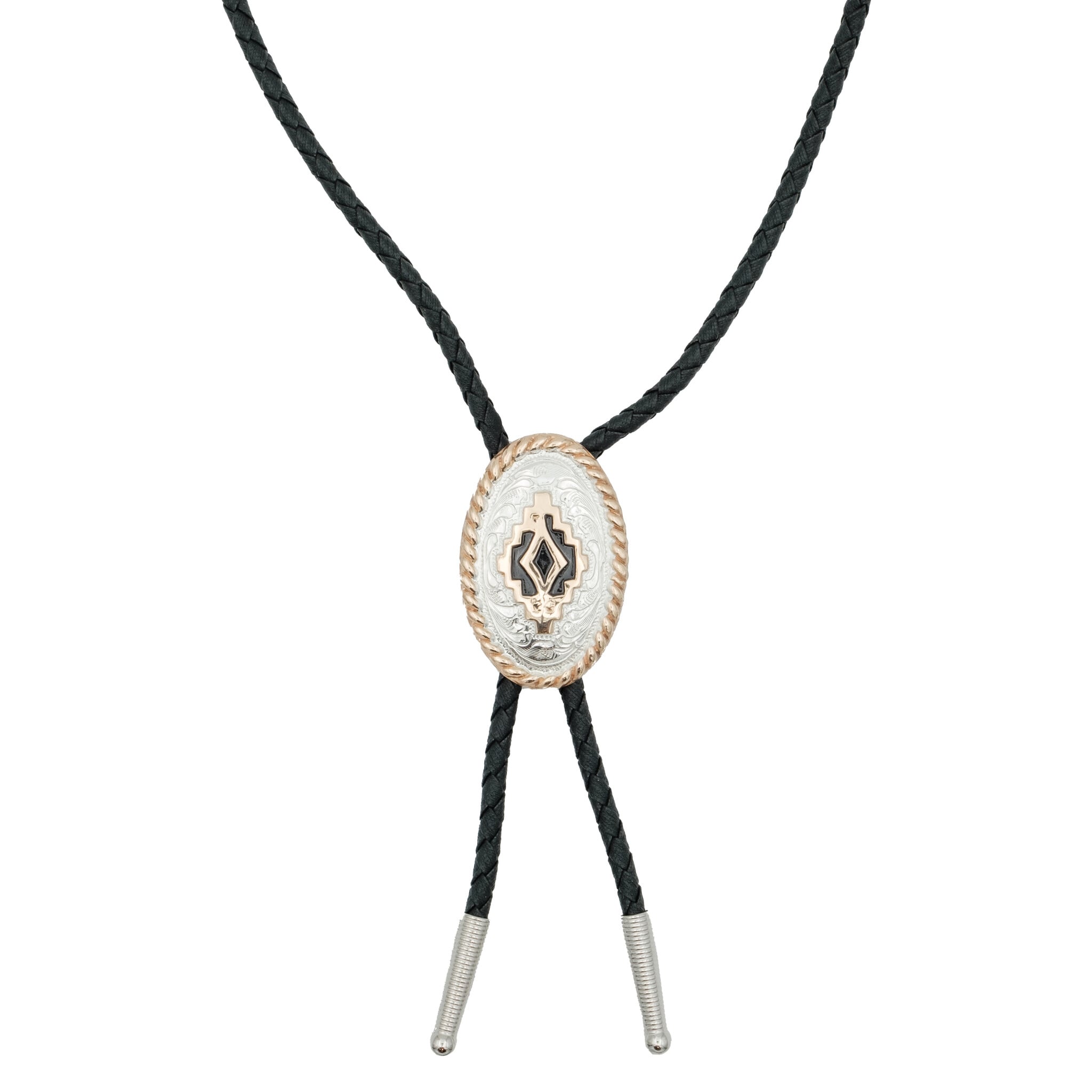 Crumrine Oval bolo tie with Aztec motif