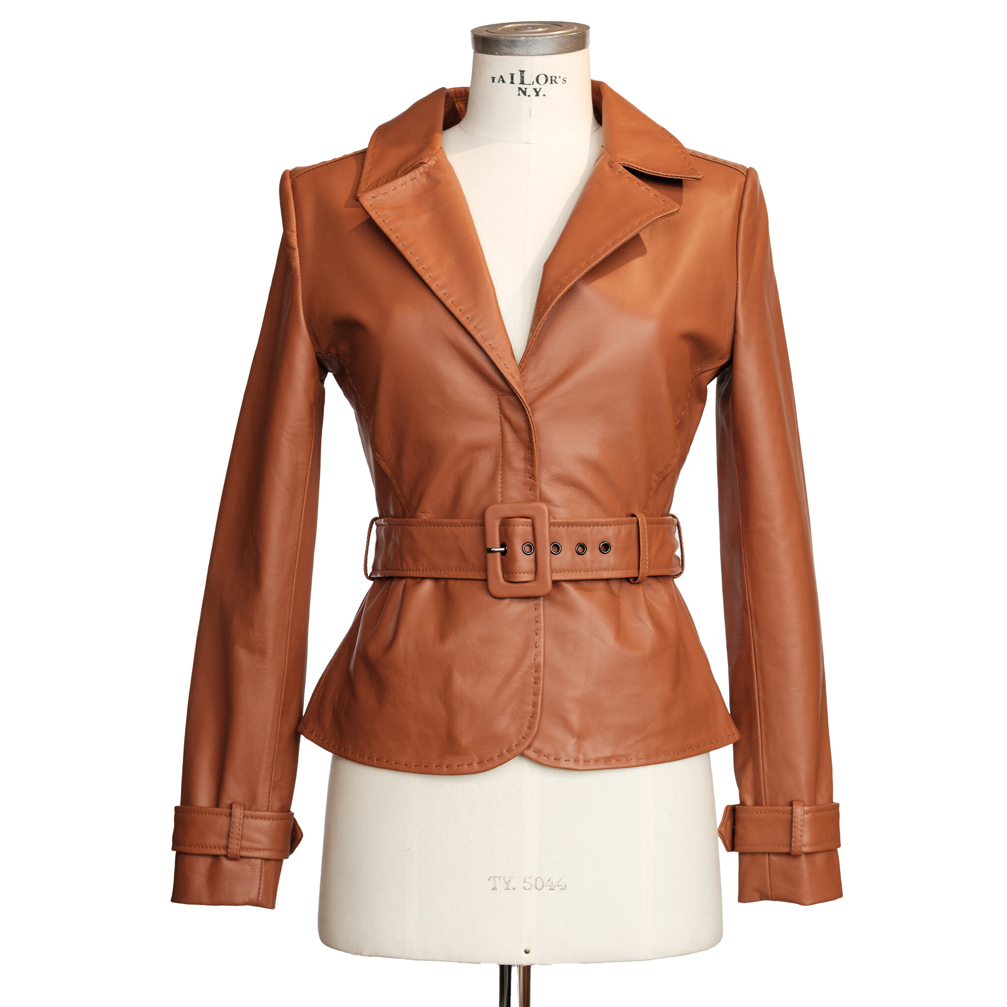 Lange leren jas dames lichtbruin lady coat
