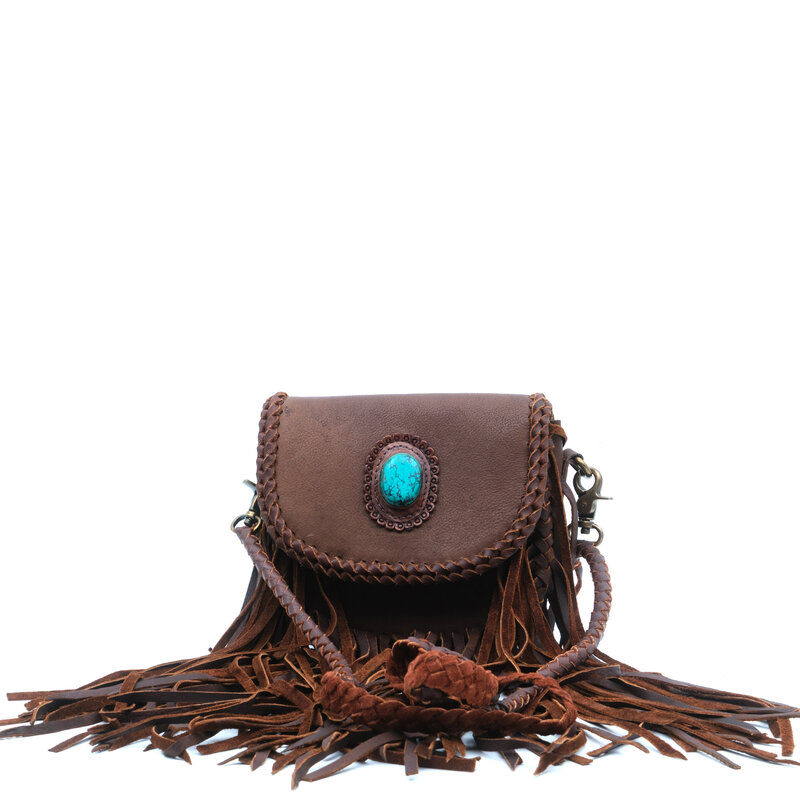 American Darling Jane crossbody tas bruin met franjes