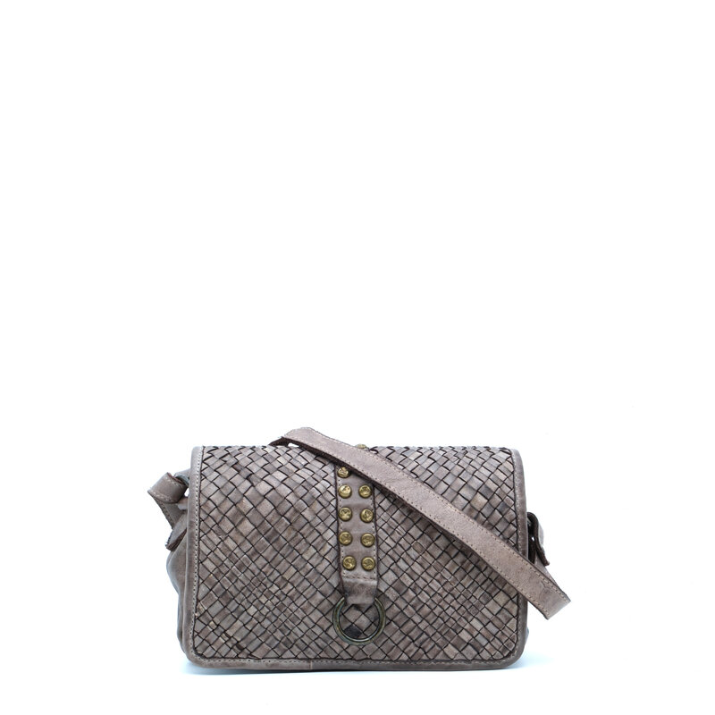 American Darling Light grey  braided leather shoulder bag