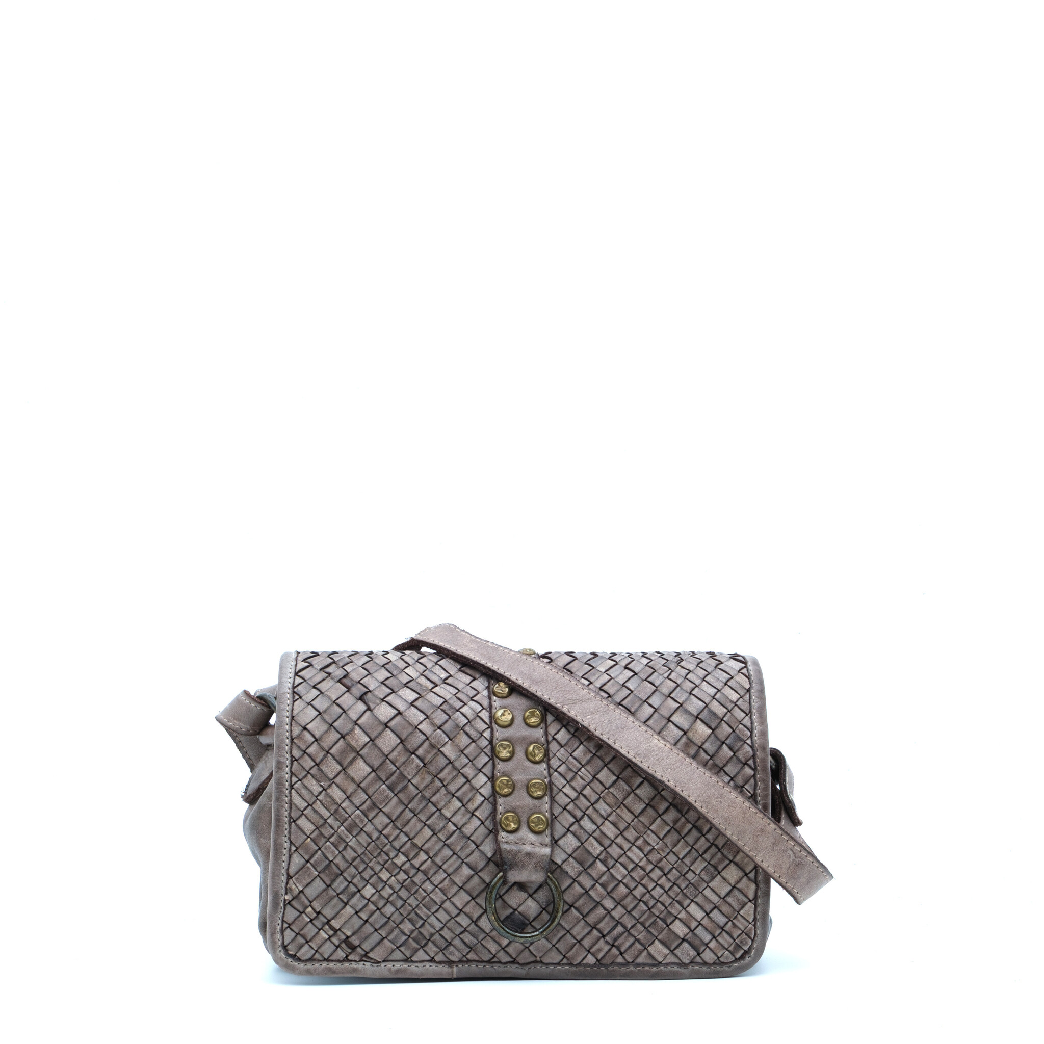 American Darling Hellgraue Umhängetasche aus geflochtenem Leder