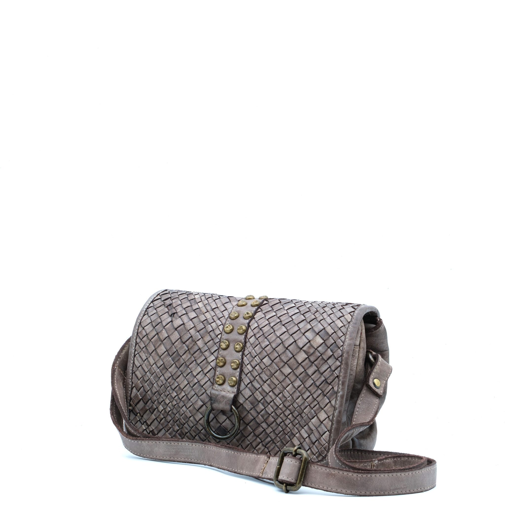 American Darling Hellgraue Umhängetasche aus geflochtenem Leder