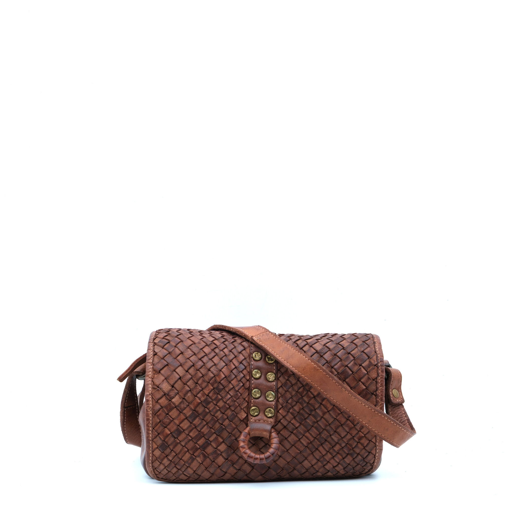 American Darling Braune Umhängetasche aus geflochtenem Leder