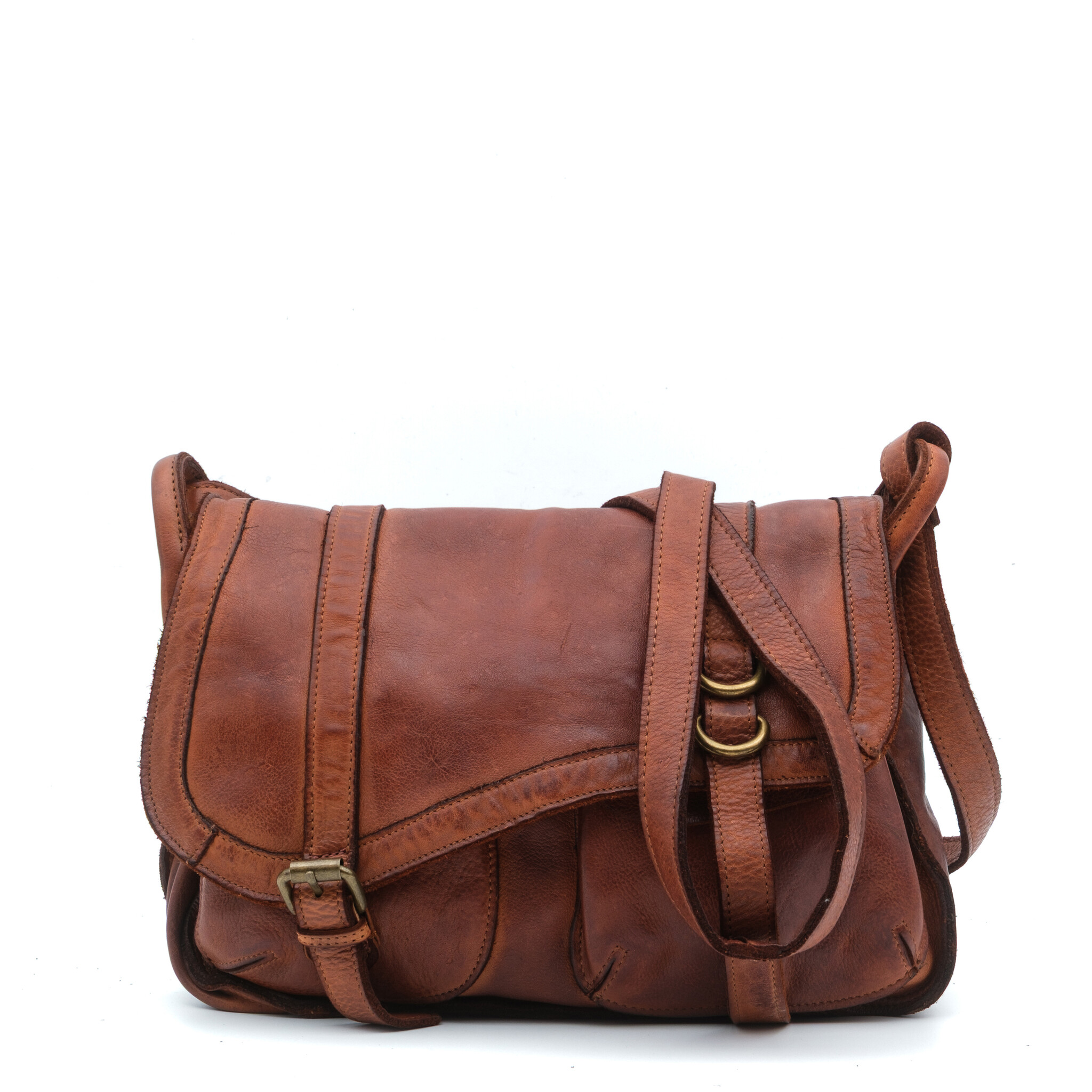 American Darling Bruine Leren Schoudertas