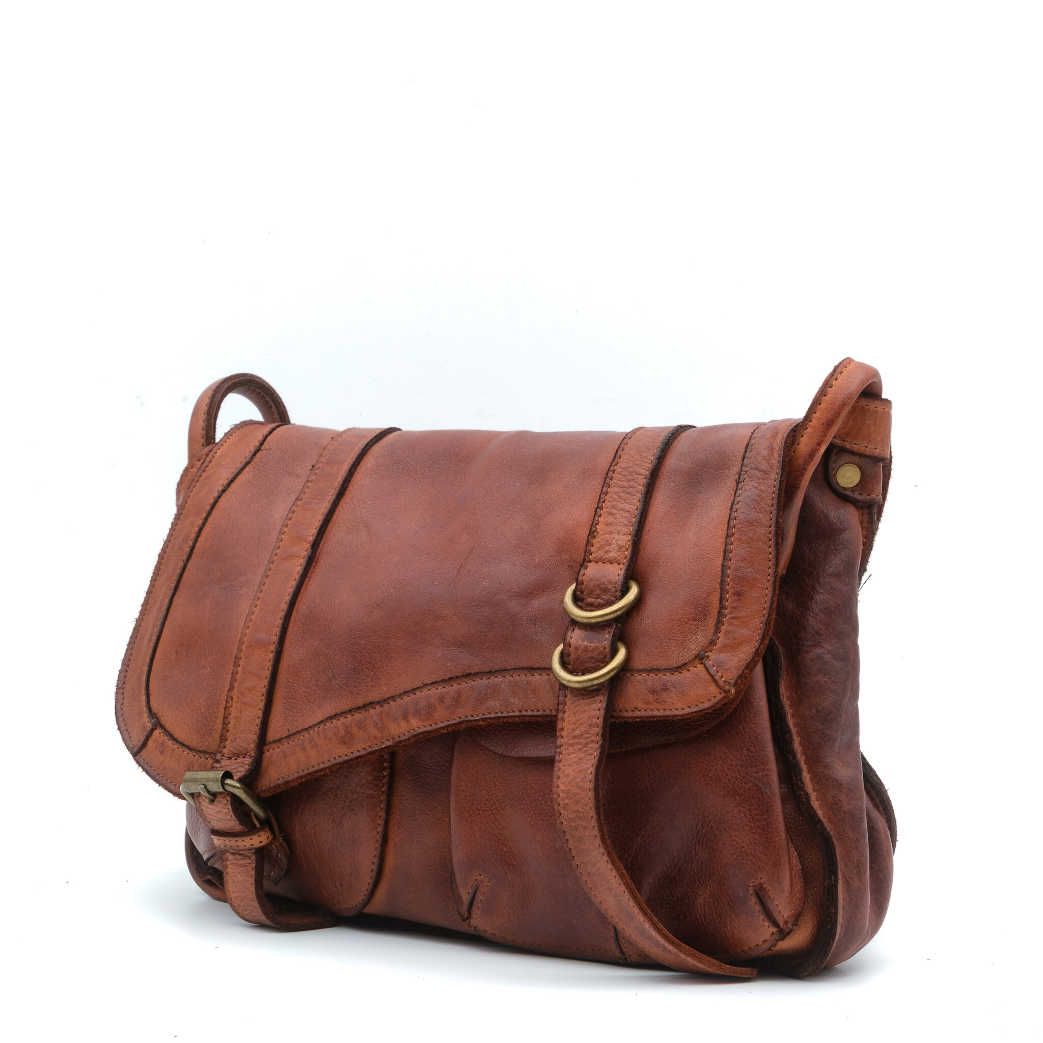 American Darling Bruine Leren Schoudertas