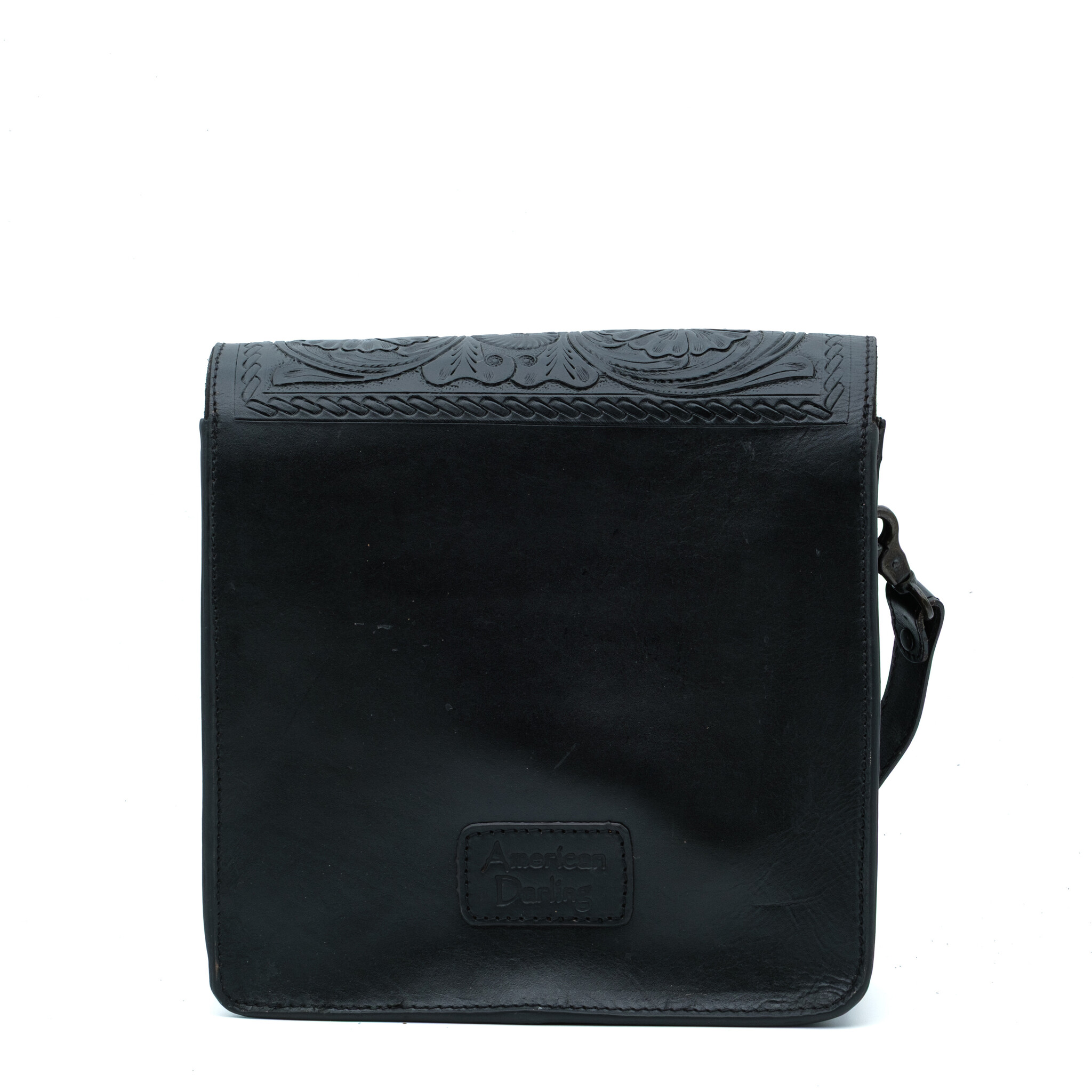 American Darling Zwart leren getoolde schoudertas