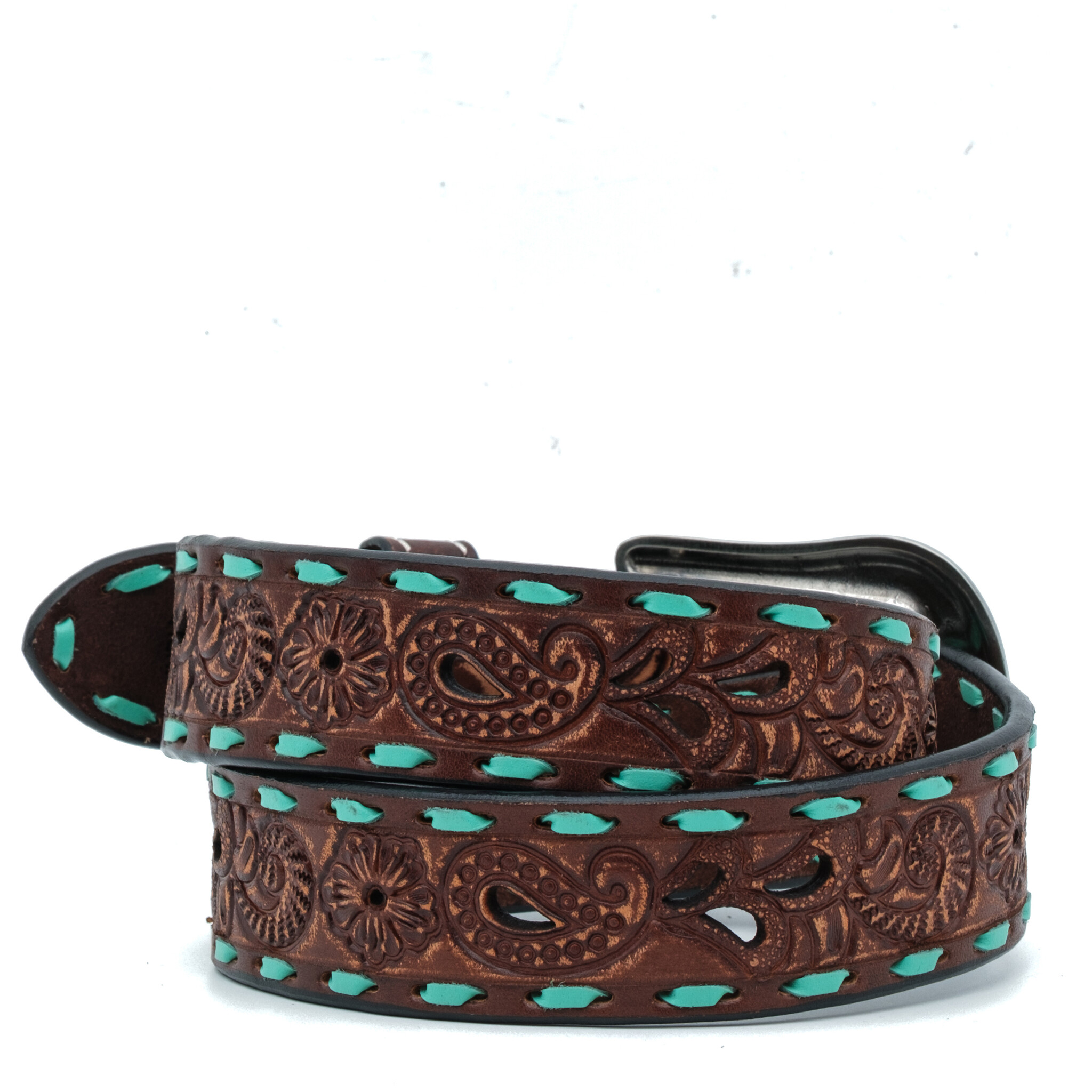 Angel Ranch Dunkelbrauner Ledergürtel mit Blattmotiv