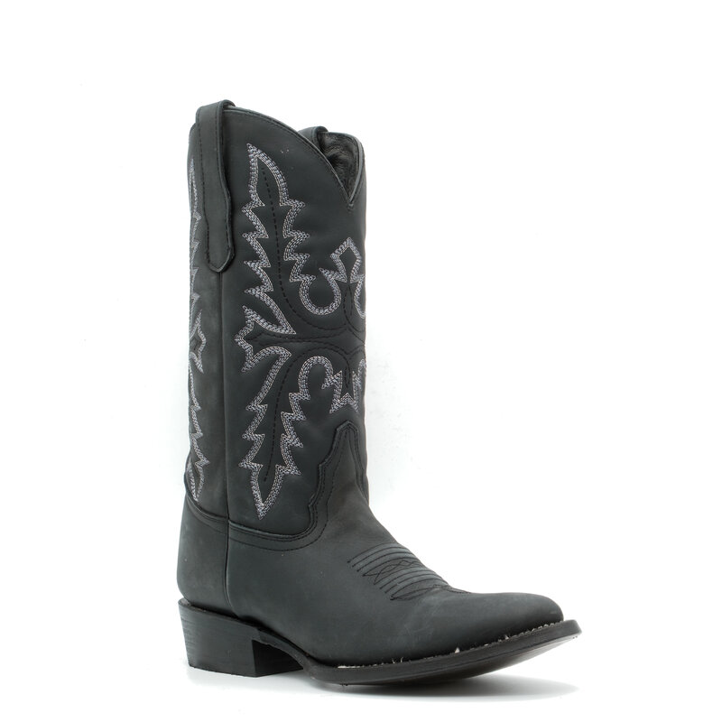 Black Leather Cowboy Boot - Corral - Boots by M