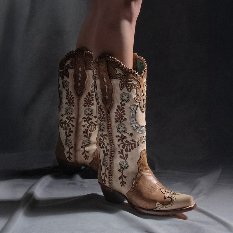 Bottes Marron Western En Os De Corral | Chaussures De Forgeron De Flèches