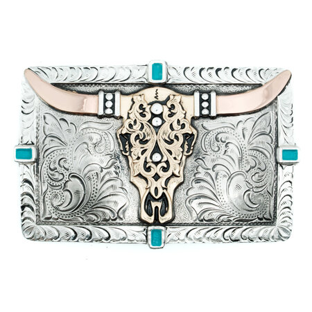 Crumrine Zilverkleurige buckle met longhorn