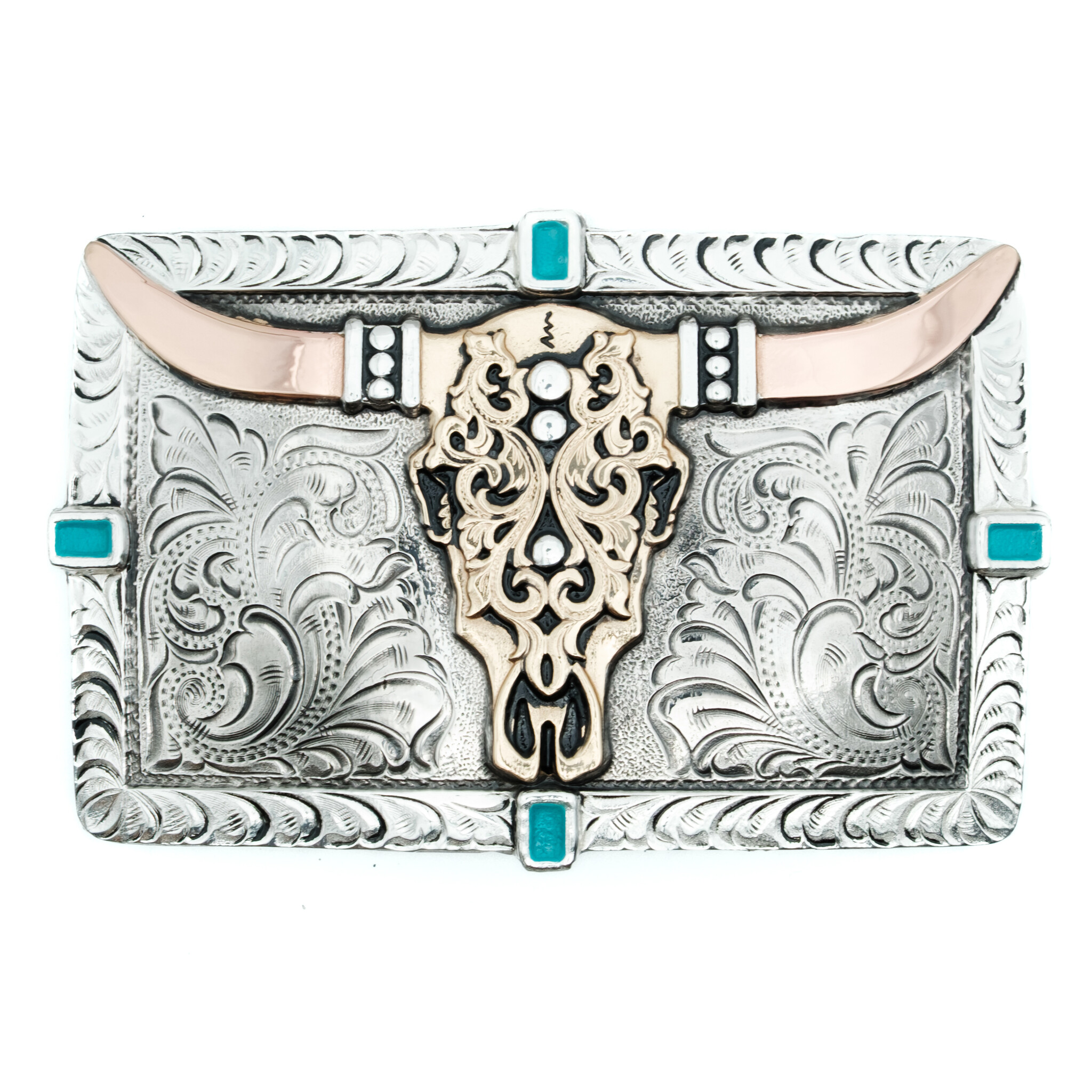 Crumrine Silberfarbene Schnalle mit Longhorn