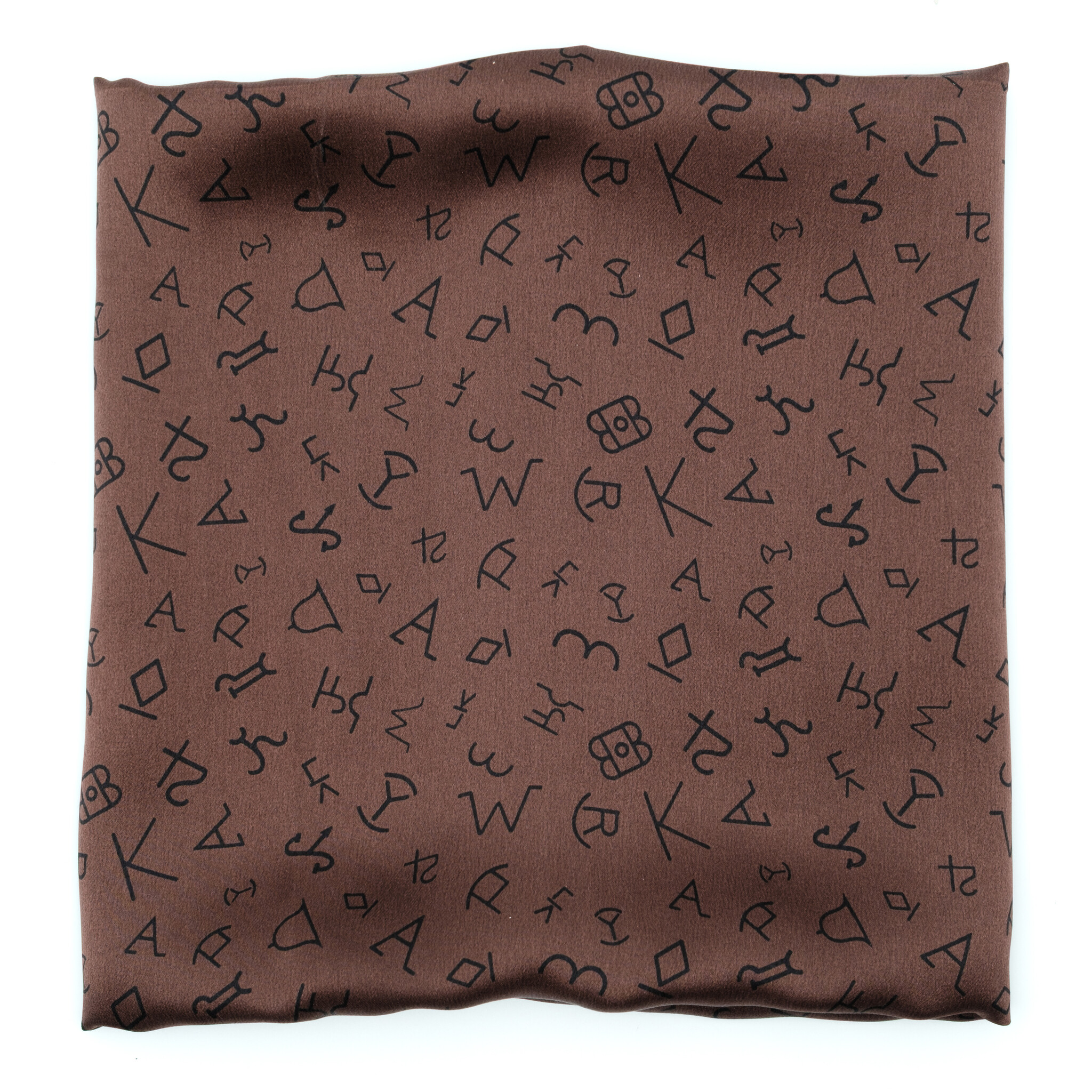 Brauner Schal mit Symbolen