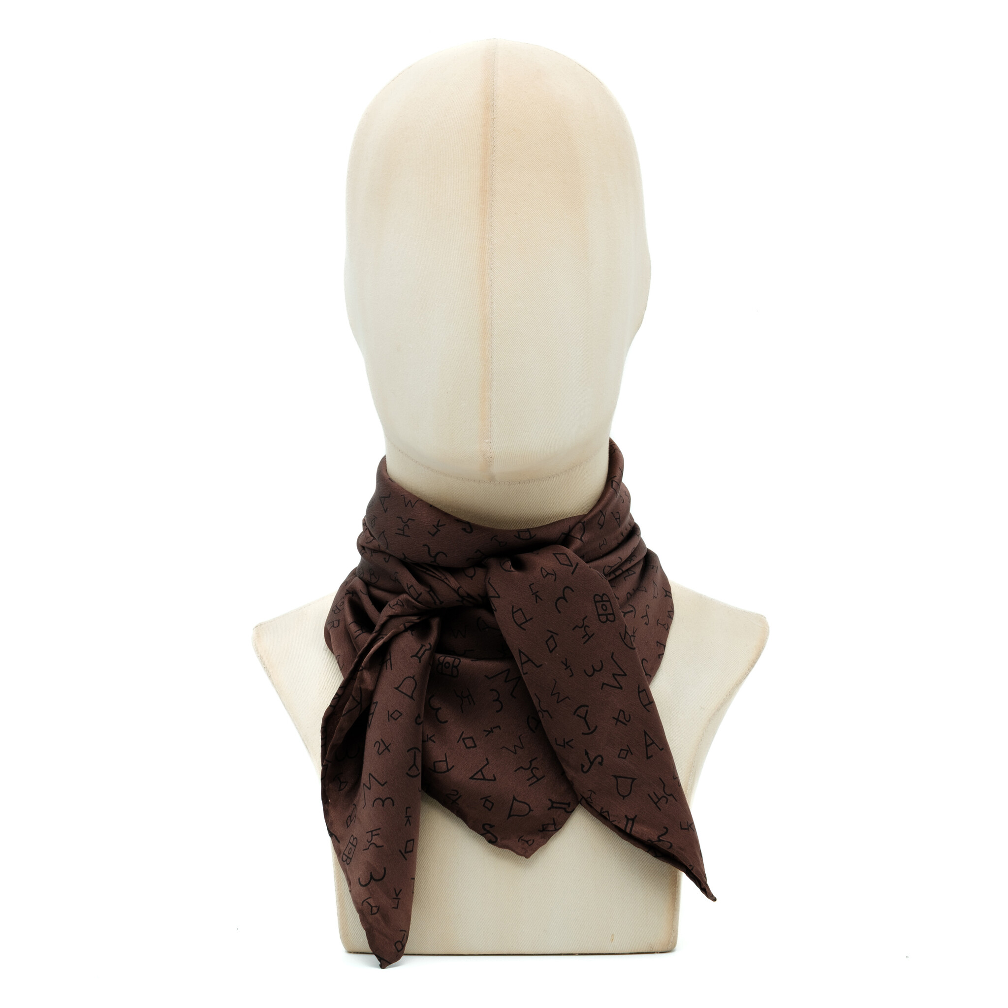 Brauner Schal mit Symbolen