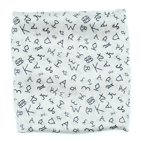 White shawl with symbols